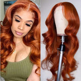 #350 Orange Ginger  13x4  Transparent Frontal Lace Wig Body Wave Color Wig