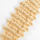#613 Deep Wave 13x4 Human Hair Blonde Transparent Frontal