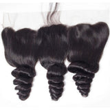 3 Bundle Deals With 13*4 Transparent Frontal Loose Wave Virgin Human Hair Natural Black